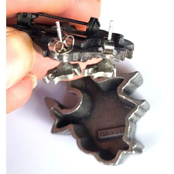 ANGEL JEWERLY SET BY TORINO PEWTER ~ PIN / BROOCH & EARRINGS & BOX - Picture 3 of 6